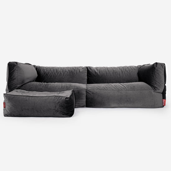 Albert 3-zitsbank Zitzak - Fluweel Graphite grijs 02
