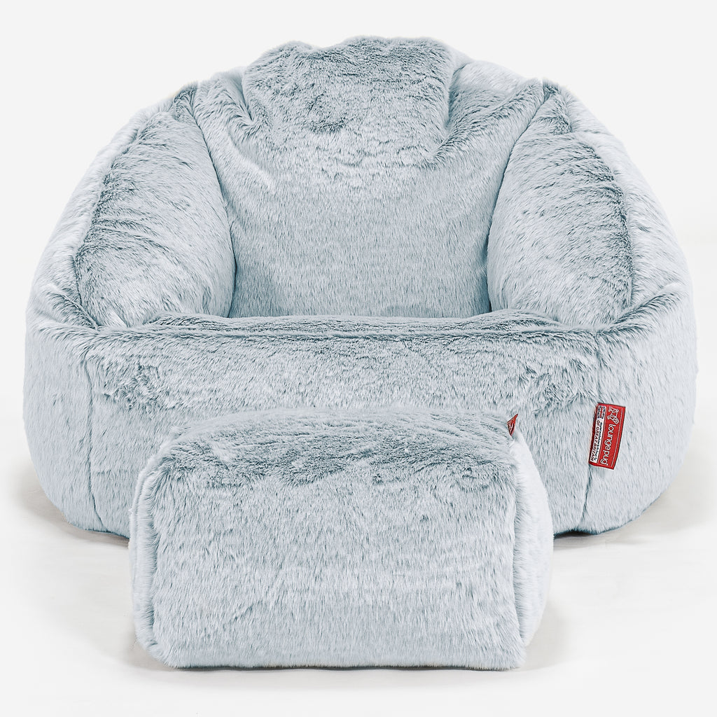 Zitzakstoel Bubble - Nepkonijnenbont Stoffig Blauw 02