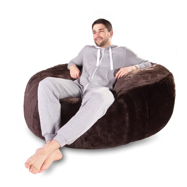 LOUNGE PUG, 'Mammoet' Zitzak Bank, Grote Poef, Namaakbont Bruin