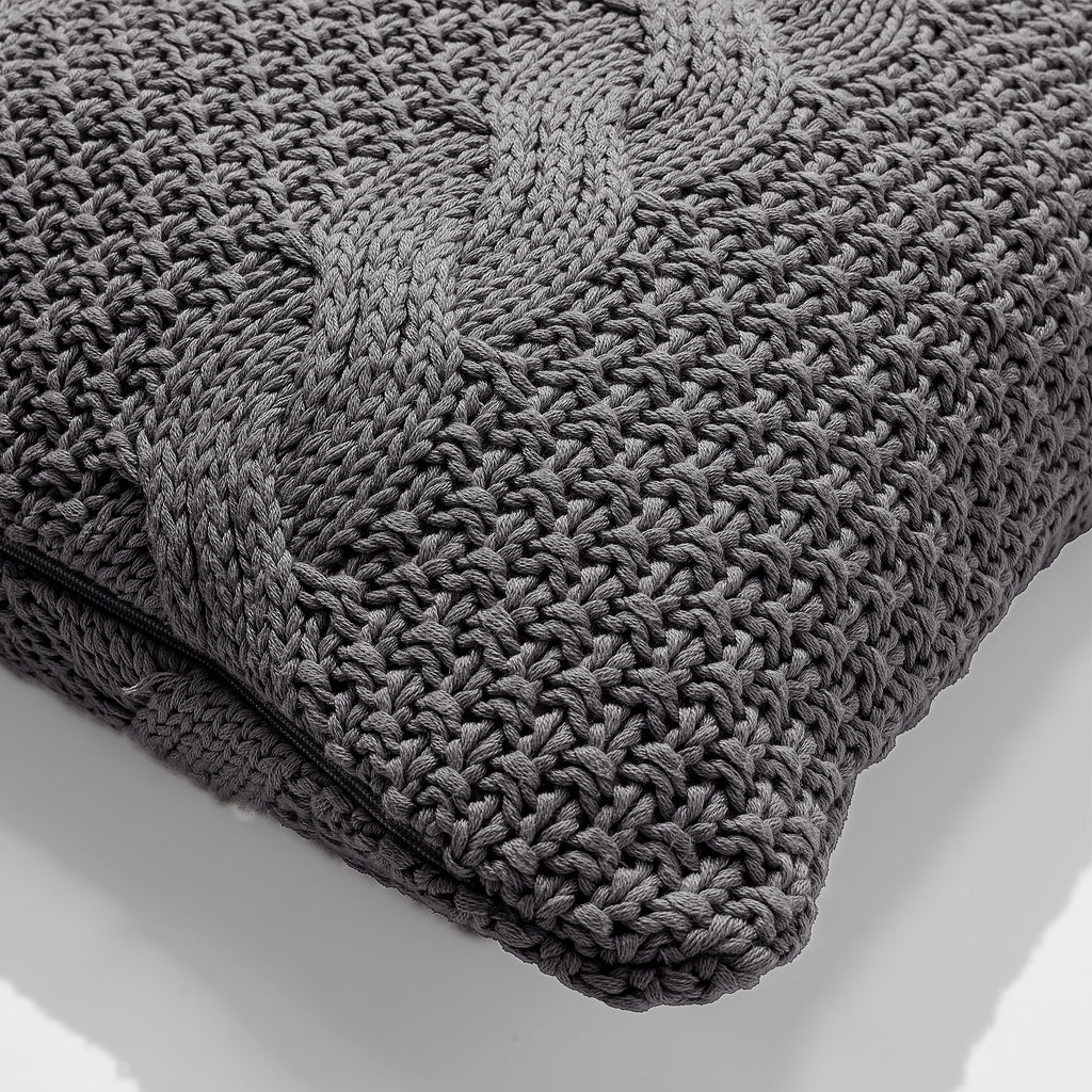 Kussen 47 x 47cm - 100% Katoenen Cable Grijs 02