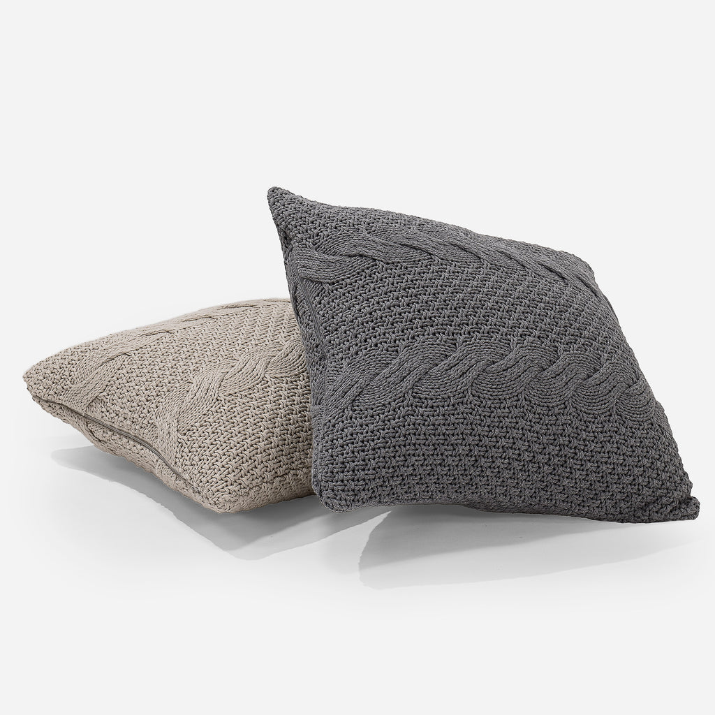 Kussen 47 x 47cm - 100% Katoenen Cable Grijs 03
