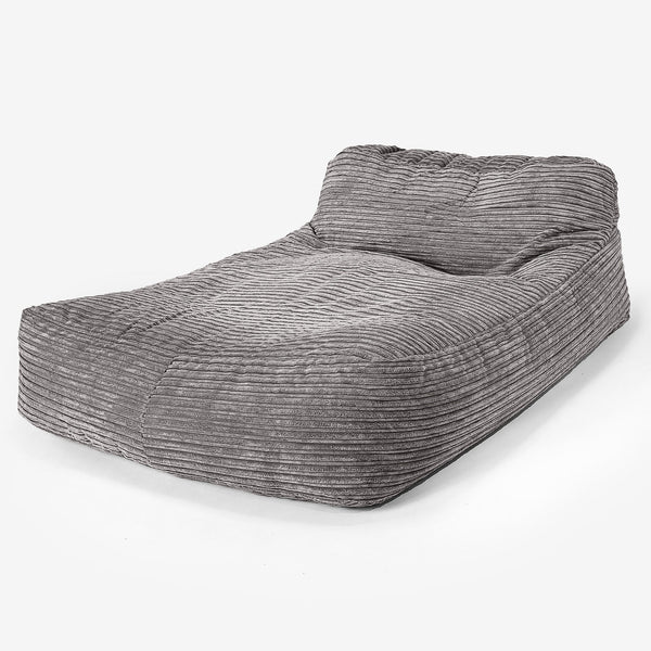 Chaise Longue Zitzak, Dubbele - Corduroy Graphite Grijs 01