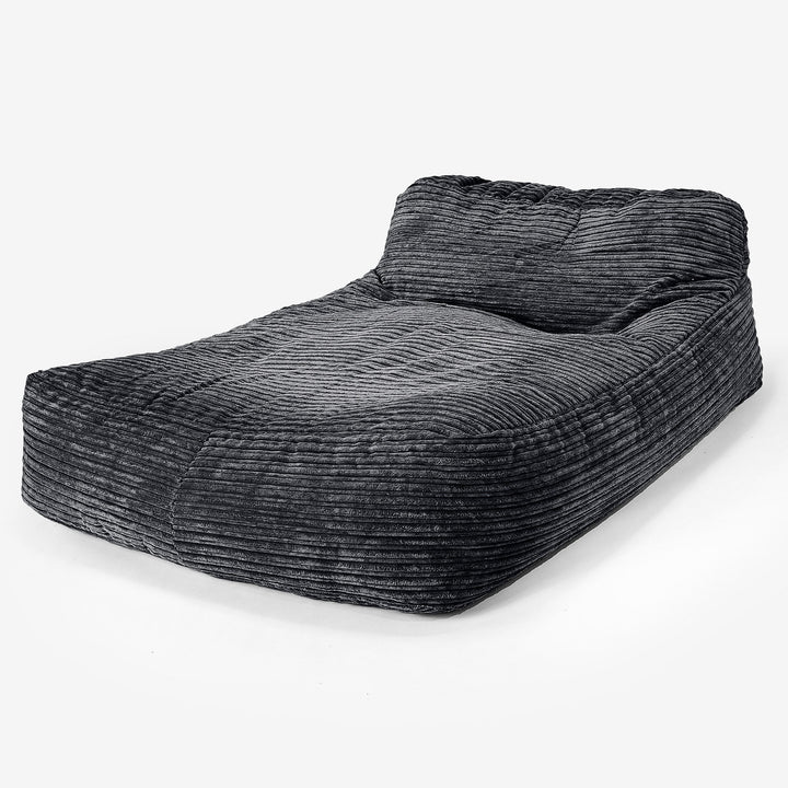 Chaise Longue Zitzak, Dubbele - Corduroy Zwart 01