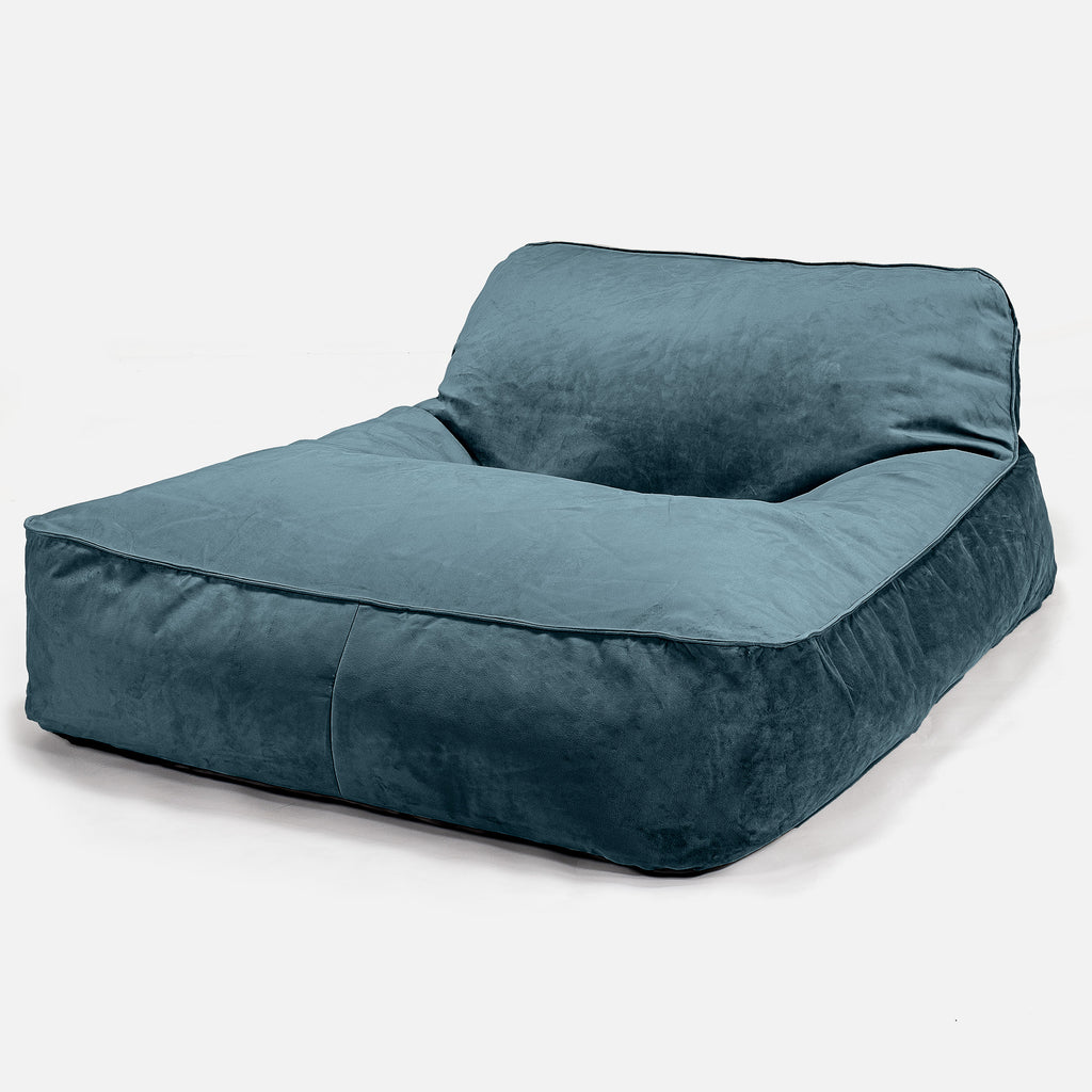 Chaise Longue Zitzak, Dubbele - Fluweel Petrol 01