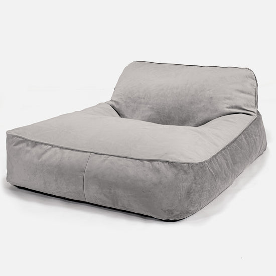 Chaise Longue Zitzak, Dubbele - Fluweel Zilver 01