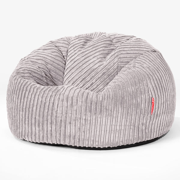 CloudSac 200 Kinderen Zitzak met Vezel-latex Vlokvulling 2-12 jaar oud - Corduroy Aluminium Zilver 01