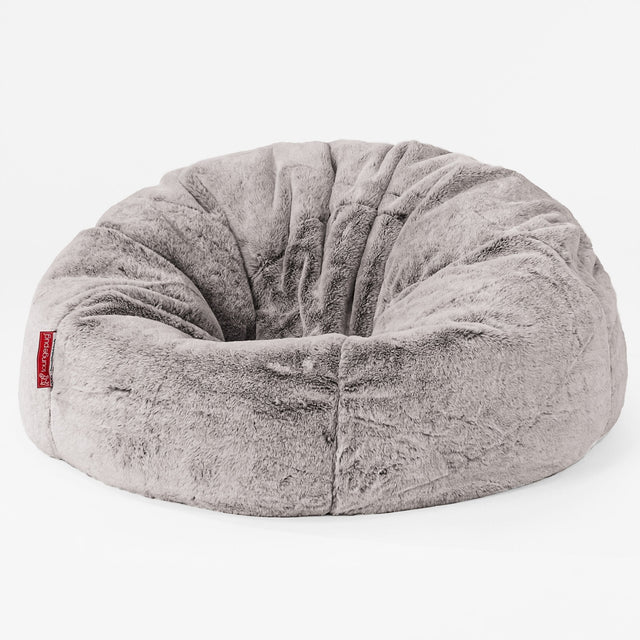 CloudSac 200 Kinderen Zitzak met Vezel-latex Vlokvulling - Nepkonijnenbont Lichtgrijs 01