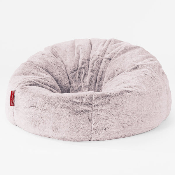 CloudSac 200 Kinderen Zitzak met Vezel-latex Vlokvulling - Nepkonijnenbont Stoffig Roze 01