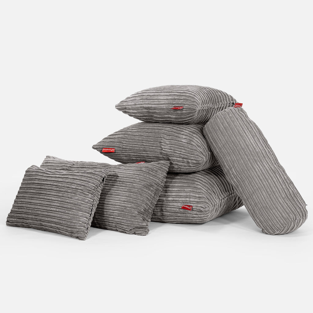 CloudSac 50 Gigantische Kussen met Vezel-latex Vlokvulling 40 x 80cm - Corduroy Graphite Grijs 04
