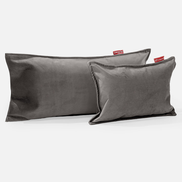 CloudSac 50 Gigantische Kussen met Vezel-latex Vlokvulling 40 x 80cm - Fluweel Graphite Grijs 03