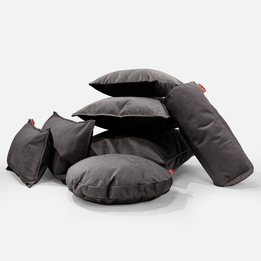 CloudSac 50 Gigantische Kussen met Vezel-latex Vlokvulling 40 x 80cm - Fluweel Graphite Grijs 04