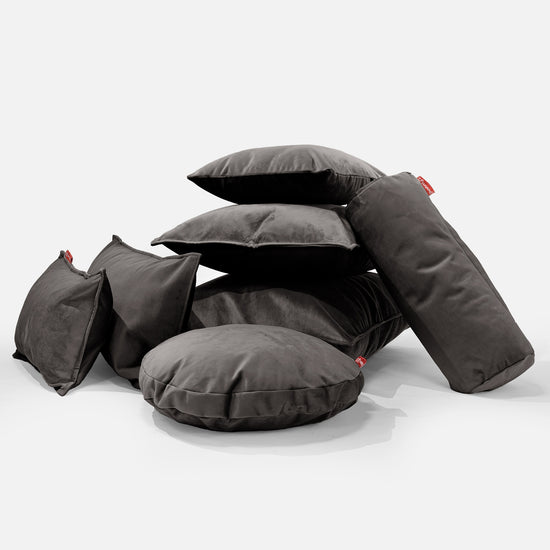 CloudSac 50 Gigantische Kussen met Vezel-latex Vlokvulling 40 x 80cm - Fluweel Graphite Grijs 04