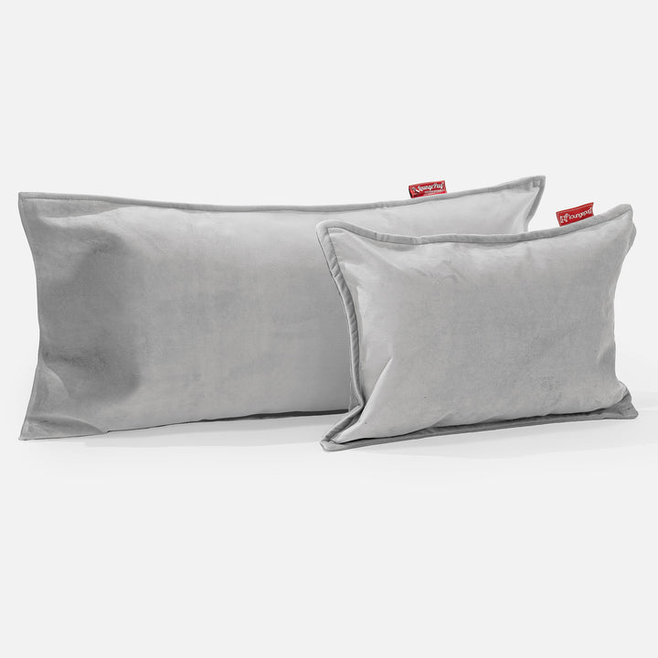 CloudSac 50 Gigantische Kussen met Vezel-latex Vlokvulling 40 x 80cm - Fluweel Zilver 03