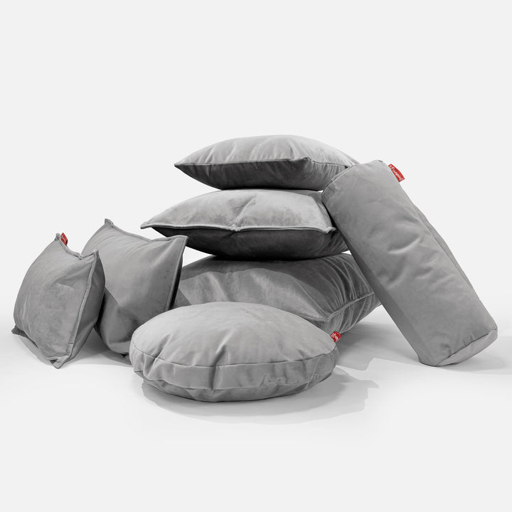 CloudSac 50 Gigantische Kussen met Vezel-latex Vlokvulling 40 x 80cm - Fluweel Zilver 04