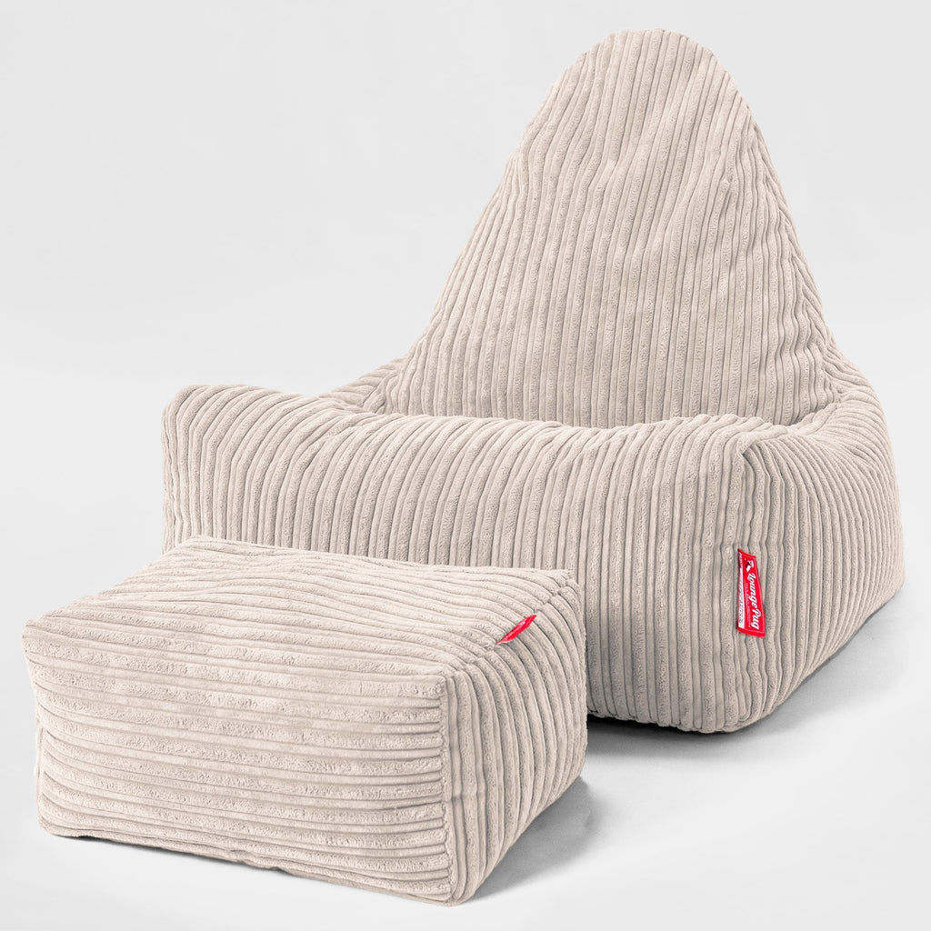 Scandinavische Loungezitzakstoel - Corduroy Ivoor 02