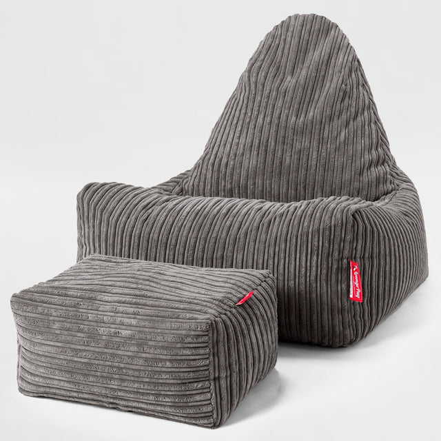 Scandinavische Loungezitzakstoel - Corduroy Graphite Grijs 02