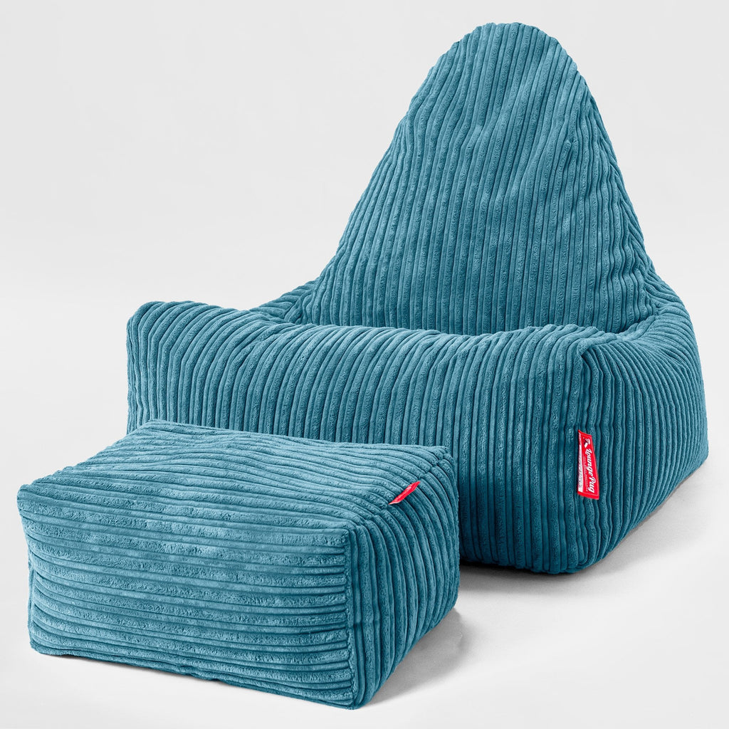 Scandinavische Loungezitzakstoel - Corduroy Petrol 02