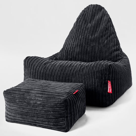 Scandinavische Loungezitzakstoel - Corduroy Zwart 02