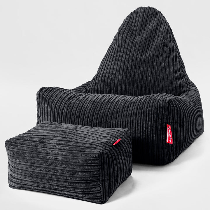 Scandinavische Loungezitzakstoel - Corduroy Zwart 02