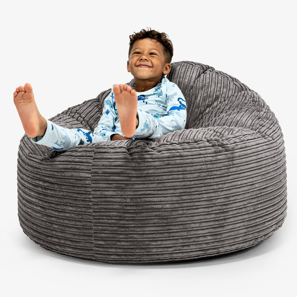 Enorme Snuggle-kinderzitzak 3-8 jaar oud - Corduroy Graphite Grijs 01