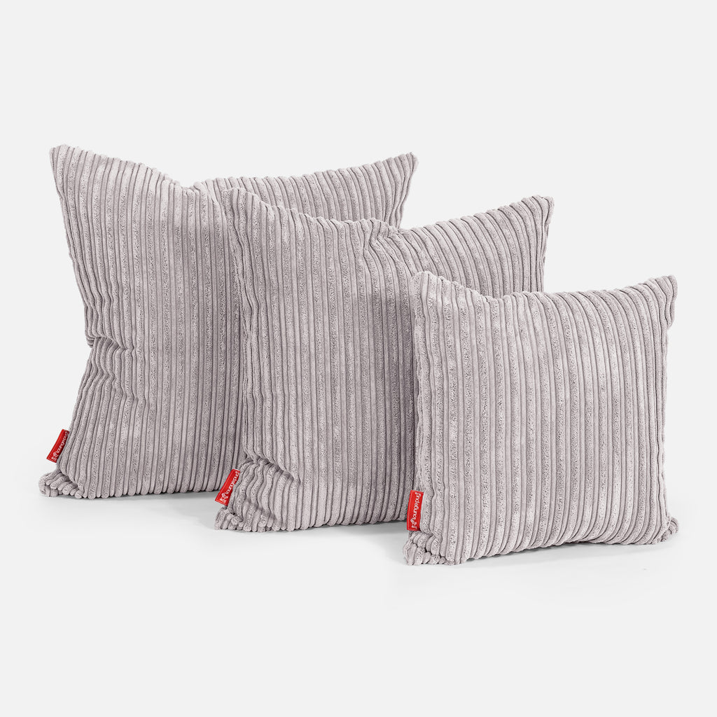 Extra Grote Kussenhoes 70 x 70cm - Corduroy Aluminium Zilver 02
