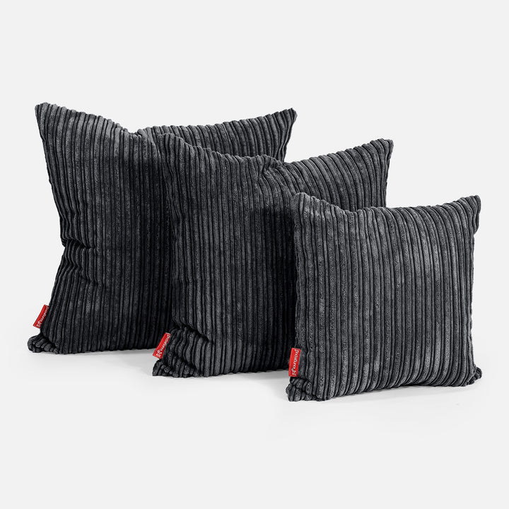 Extra Grote Kussen 70 x 70cm - Corduroy Zwart 02