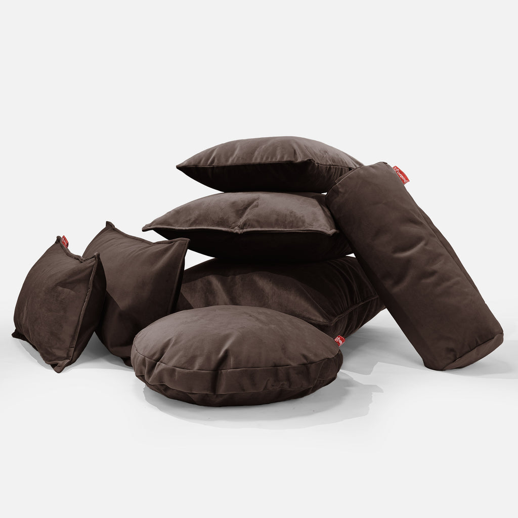 Extra Grote Kussen 70 x 70cm - Fluweel Espresso 04