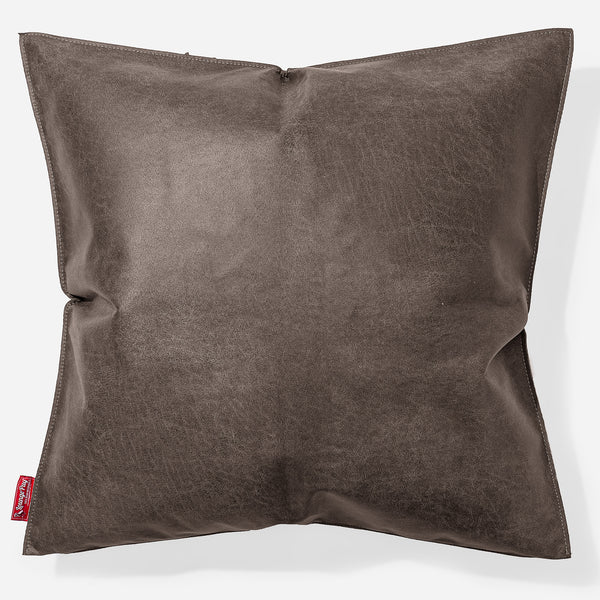 Extra Grote Kussen 70 x 70cm - Vintage Leer Leisteen Grijs 01