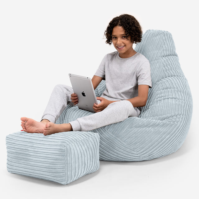 Gaming Kinderzitzakstoel 6-14 jaar oud - Corduroy Baby Blauw 01