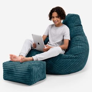 Gaming Kinderzitzakstoel 6-14 jaar oud - Corduroy Teal