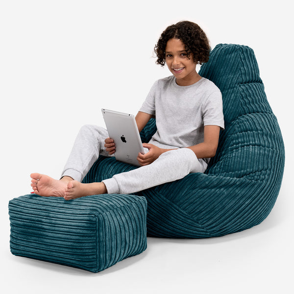 Gaming Kinderzitzakstoel 6-14 jaar oud - Corduroy Teal 01