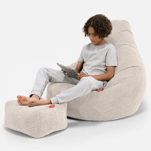 Gaming Kinderzitzakstoel 6-14 jaar oud - Pompom Crème