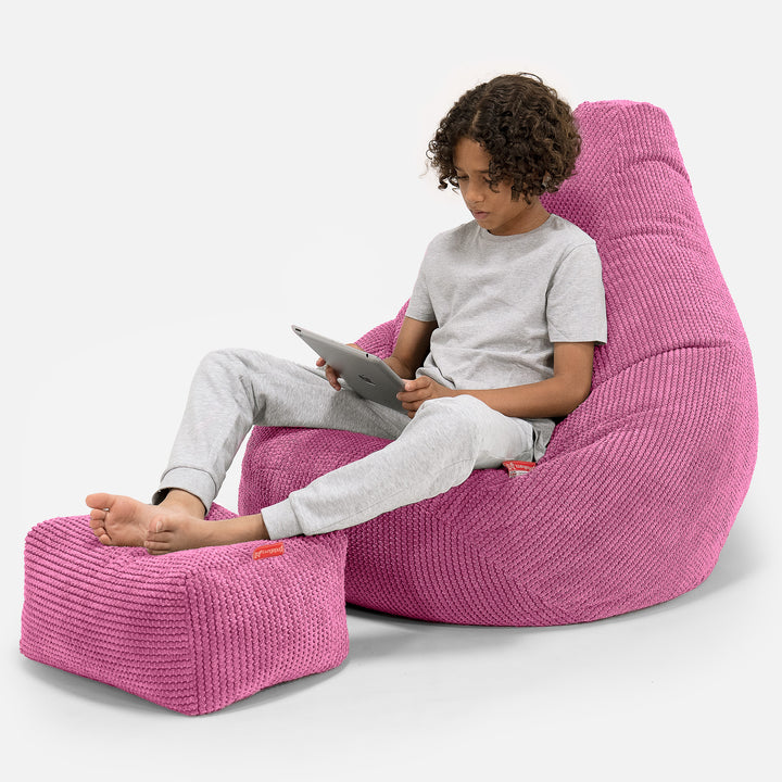 Gaming Kinderzitzakstoel 6-14 jaar oud - Pompom Roze 01