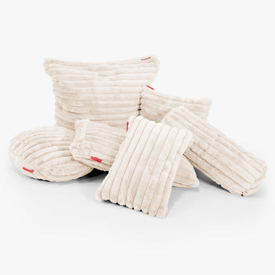 Gigantische Langwerpige Kussenhoes 40 x 80cm - Ultra Pluche Corduroy Crème 02