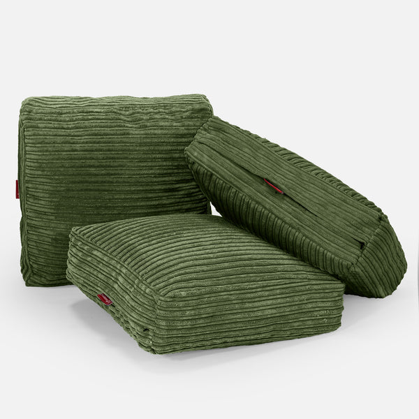Groot Vloerkussen - Corduroy Bosgroen Fabric Close-up Image