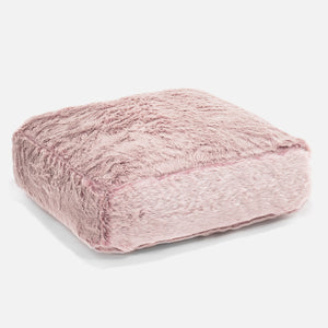 Groot Vloerkussen - Nepkonijnenbont Stoffig Roze