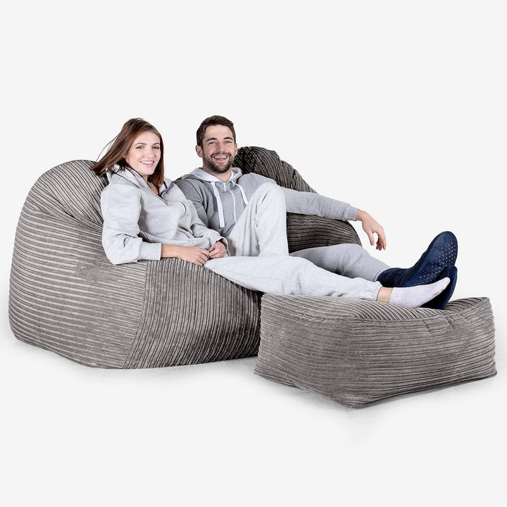 Grote Zitzak Bank - Corduroy Graphite Grijs 03