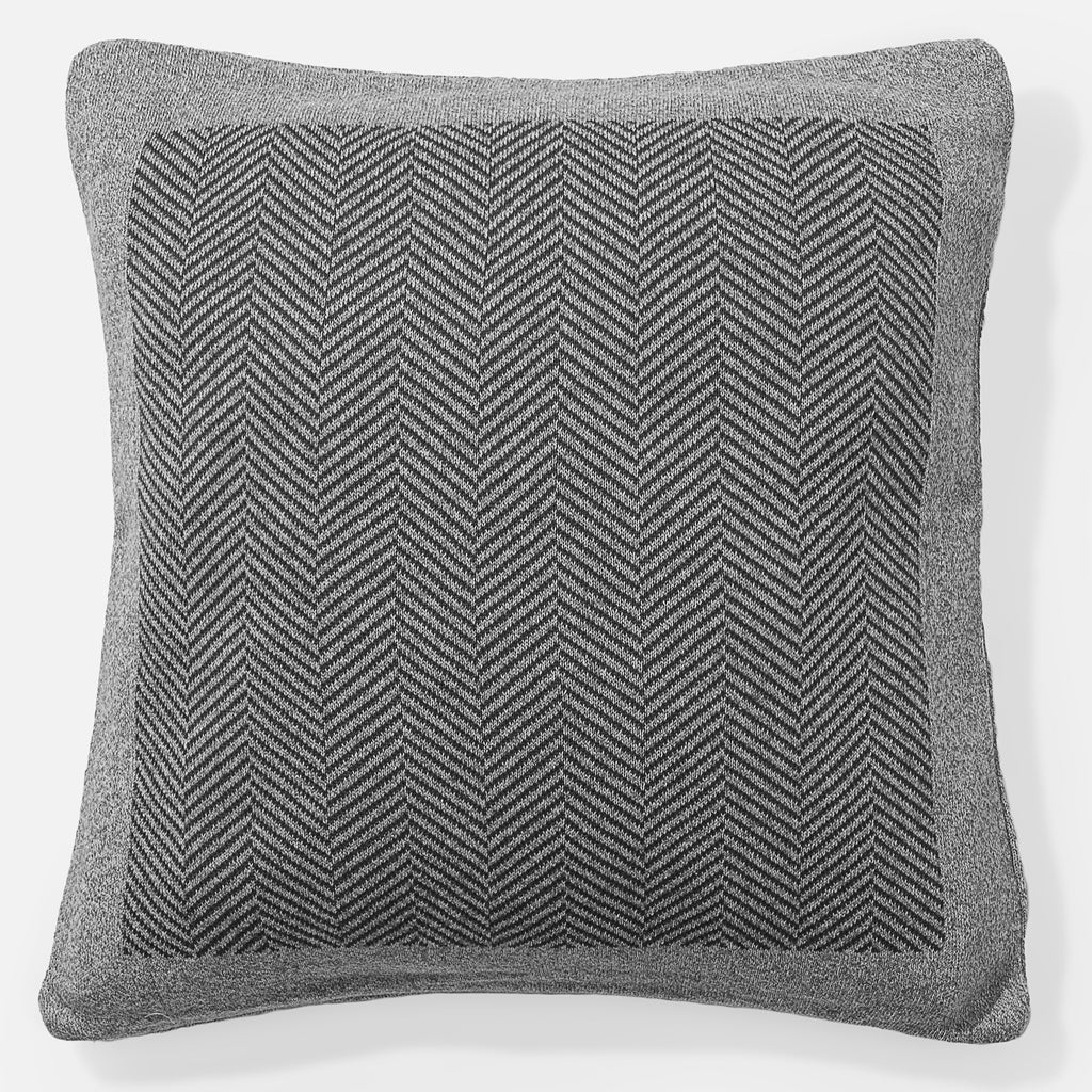 Kussen 47 x 47cm - 100% Katoenen Herringbone Grijs 01