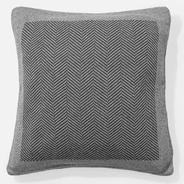 Kussen 47 x 47cm - 100% Katoenen Herringbone Grijs 01