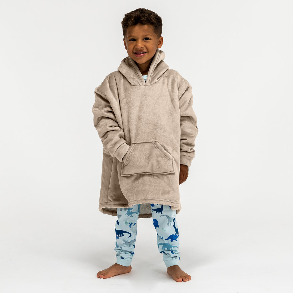 Kinder Oversized Hoodie-deken Sweatshirt - Minky Crème / Mink 01
