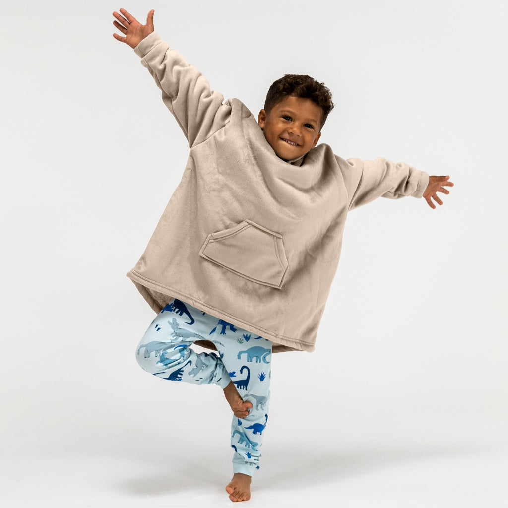 Kinder Oversized Hoodie-deken Sweatshirt - Minky Crème / Mink 02