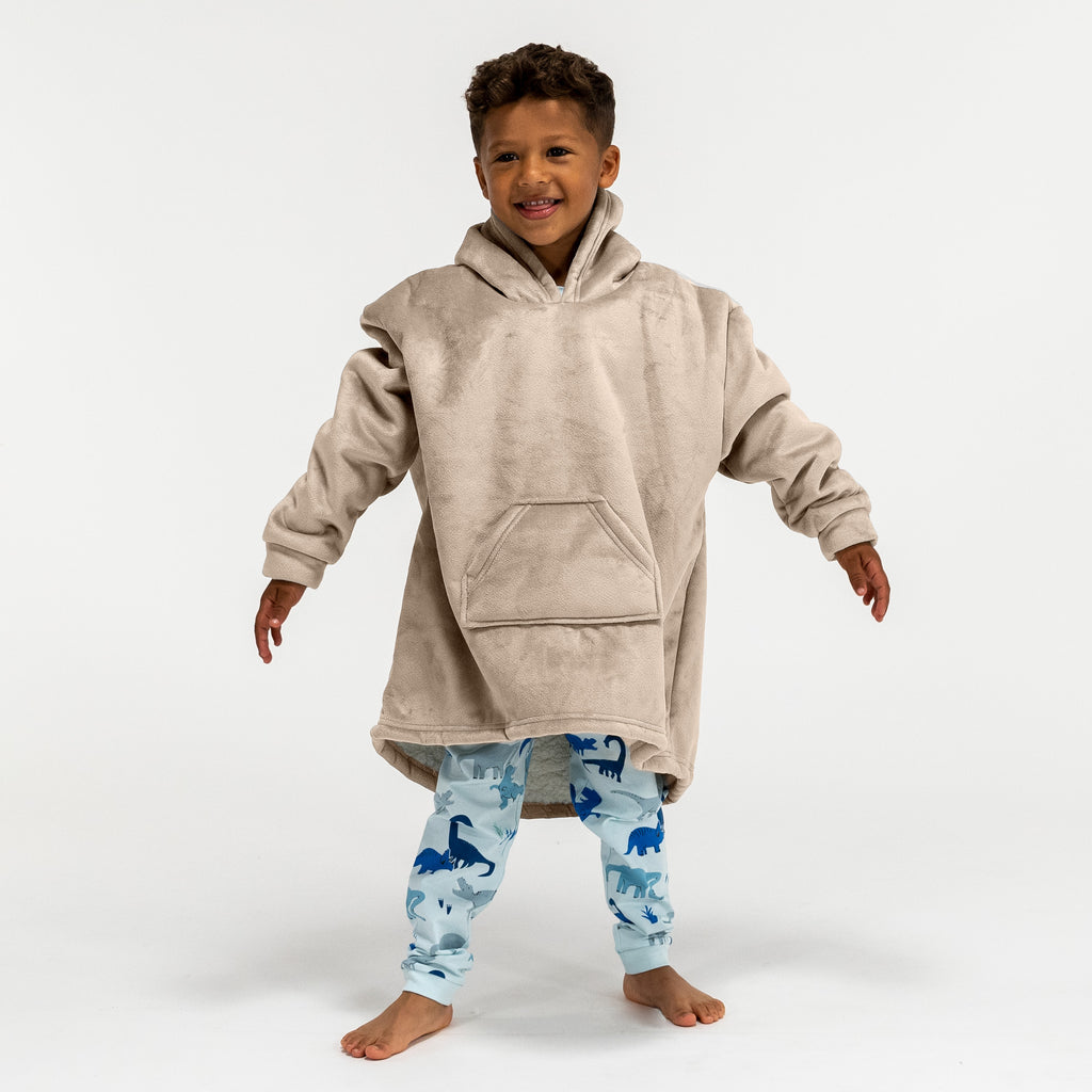 Kinder Oversized Hoodie-deken Sweatshirt - Minky Crème / Mink 03