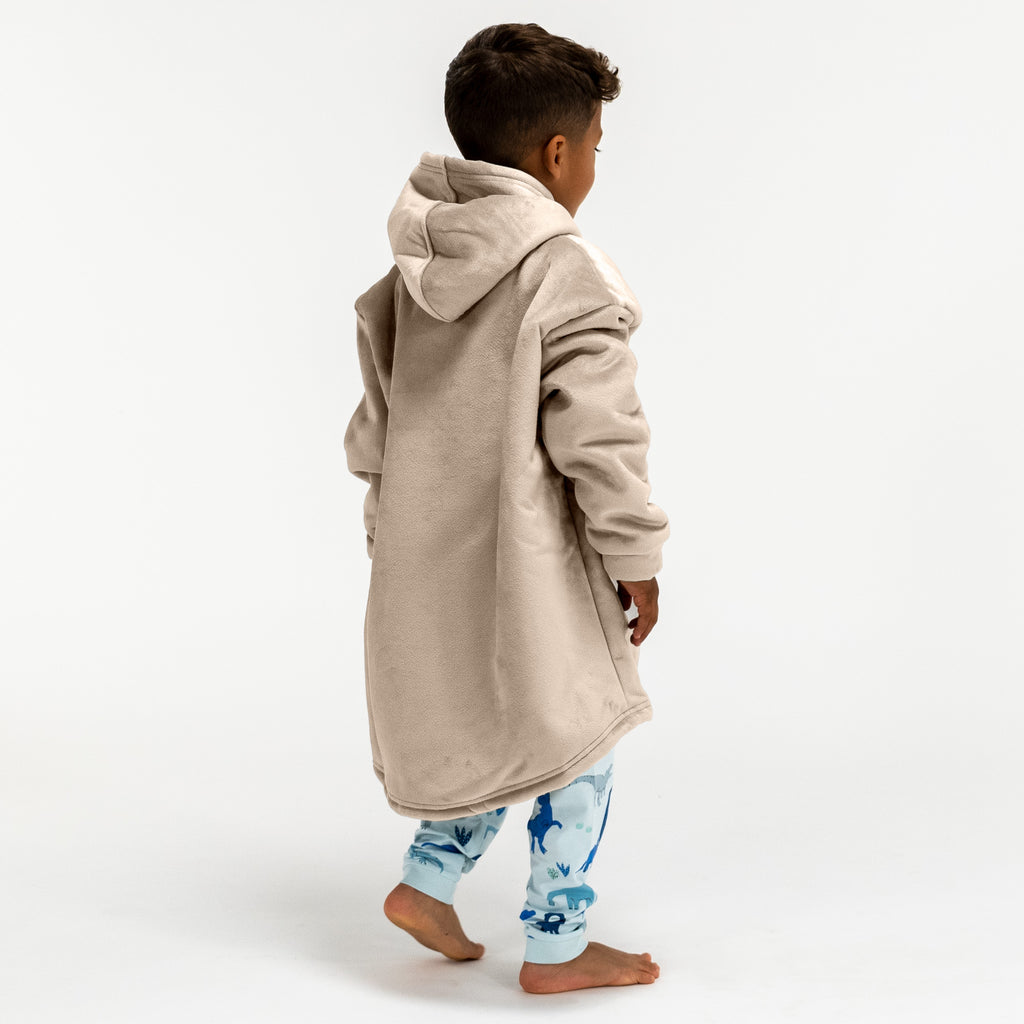 Kinder Oversized Hoodie-deken Sweatshirt - Minky Crème / Mink 04