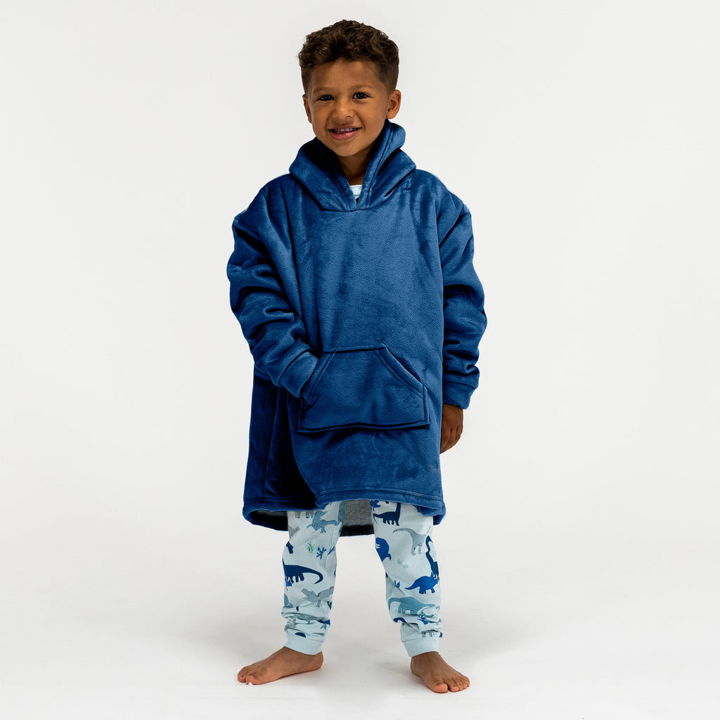 Kinder Oversized Hoodie-deken Sweatshirt - Minky Donker blauw 03