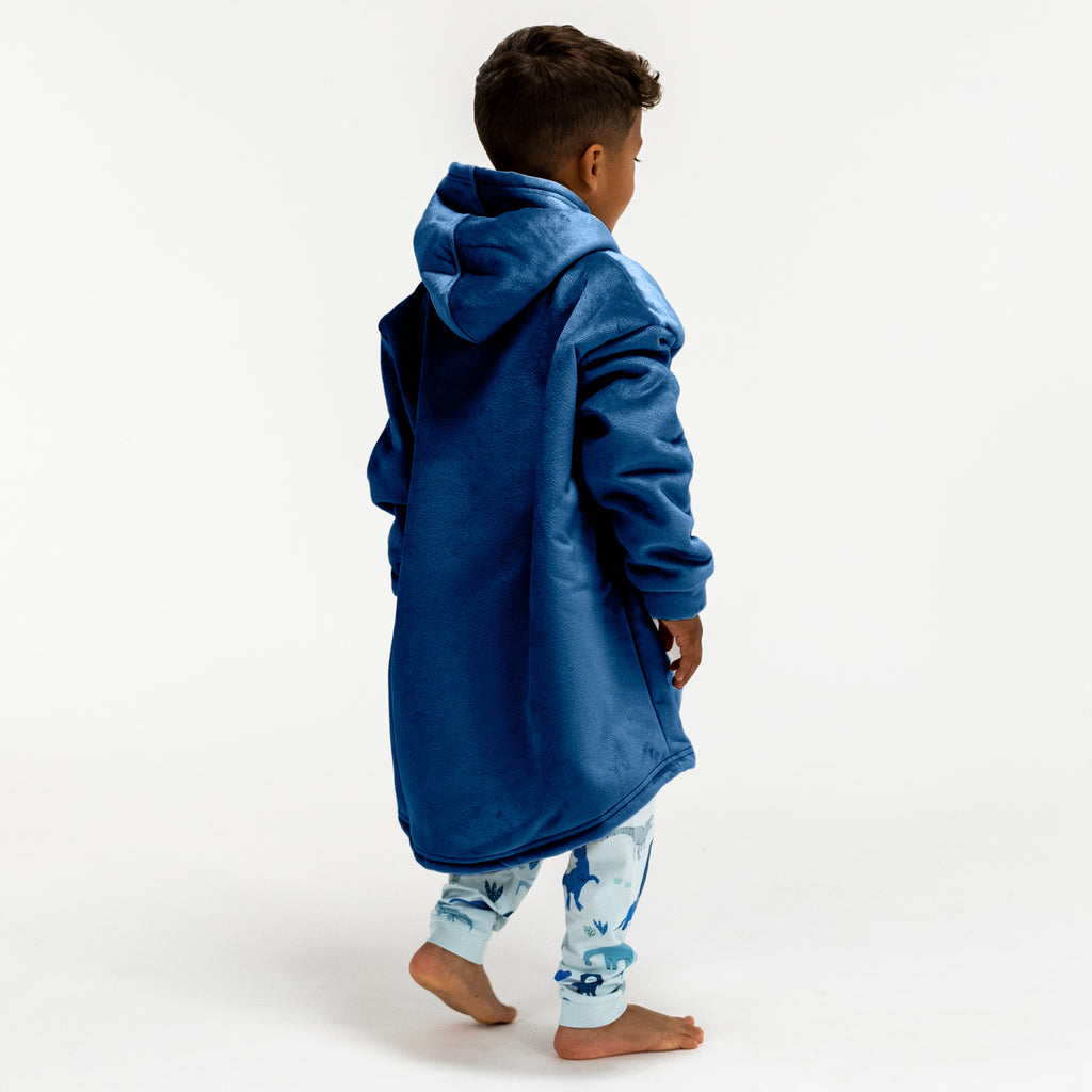 Kinder Oversized Hoodie-deken Sweatshirt - Minky Donker blauw 04
