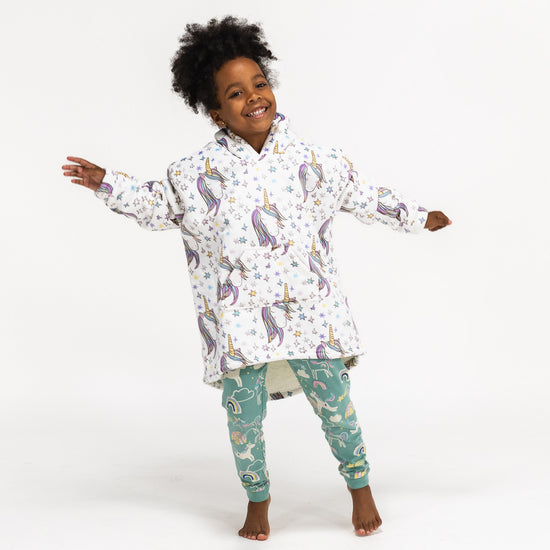 Kinder Oversized Hoodie-deken Sweatshirt - Minky Eenhoorn 03