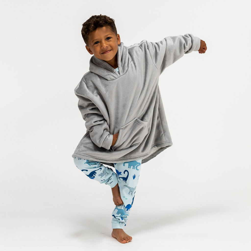 Kinder Oversized Hoodie-deken Sweatshirt - Minky Grijs 01