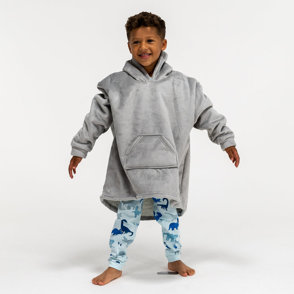 Kinder Oversized Hoodie-deken Sweatshirt - Minky Grijs 03