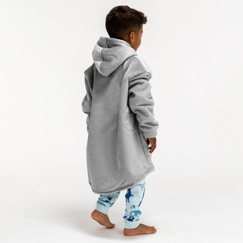 Kinder Oversized Hoodie-deken Sweatshirt - Minky Grijs 04