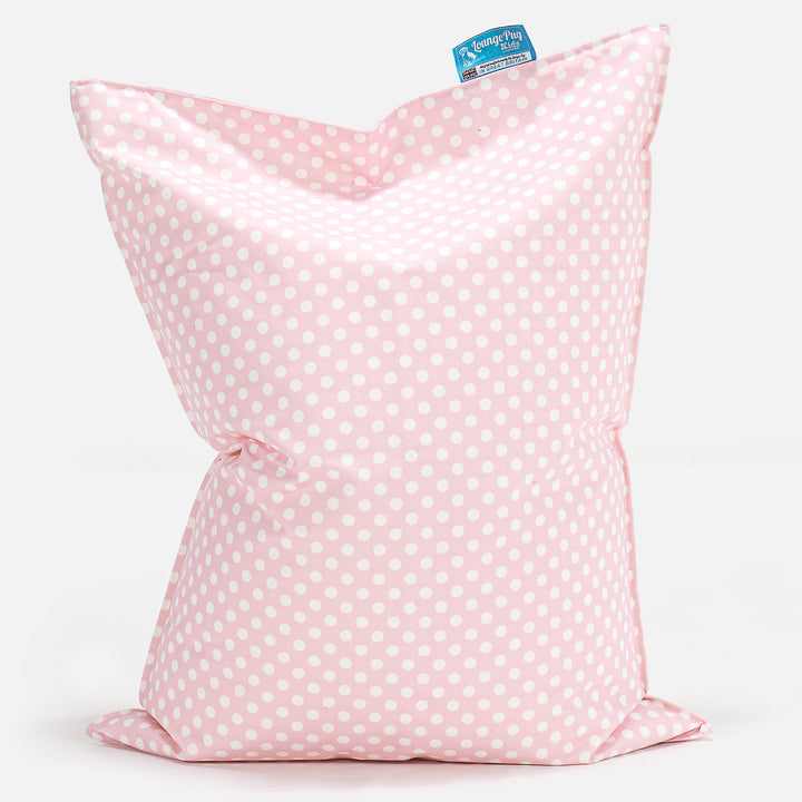 Kinder Zitzak Vloerkussen - Afdruk Roze Polka Dot 01